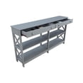 thumbnail image 4 of Pemberly Row Two-Drawer 60-inch Console Table with Shelves in Gray Wood Finish, 4 of 7