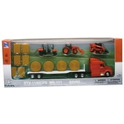 New-Ray Kubota Farm Tractors & Peterbilt Flatbed Semi Playset