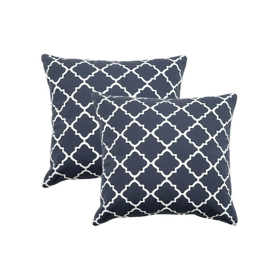 2 Pack Outdoor Throw Pillows 26x26 Inch Water-Resistant Decorative Pillow Cushions with Insert, Blue Diamond