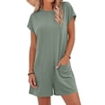 thumbnail image 4 of PWPSG Womens Summer Denim Overalls Square Neck Sleeveless Casual Playsuits with Adjustable Straps and Side Pockets Green M, 4 of 6