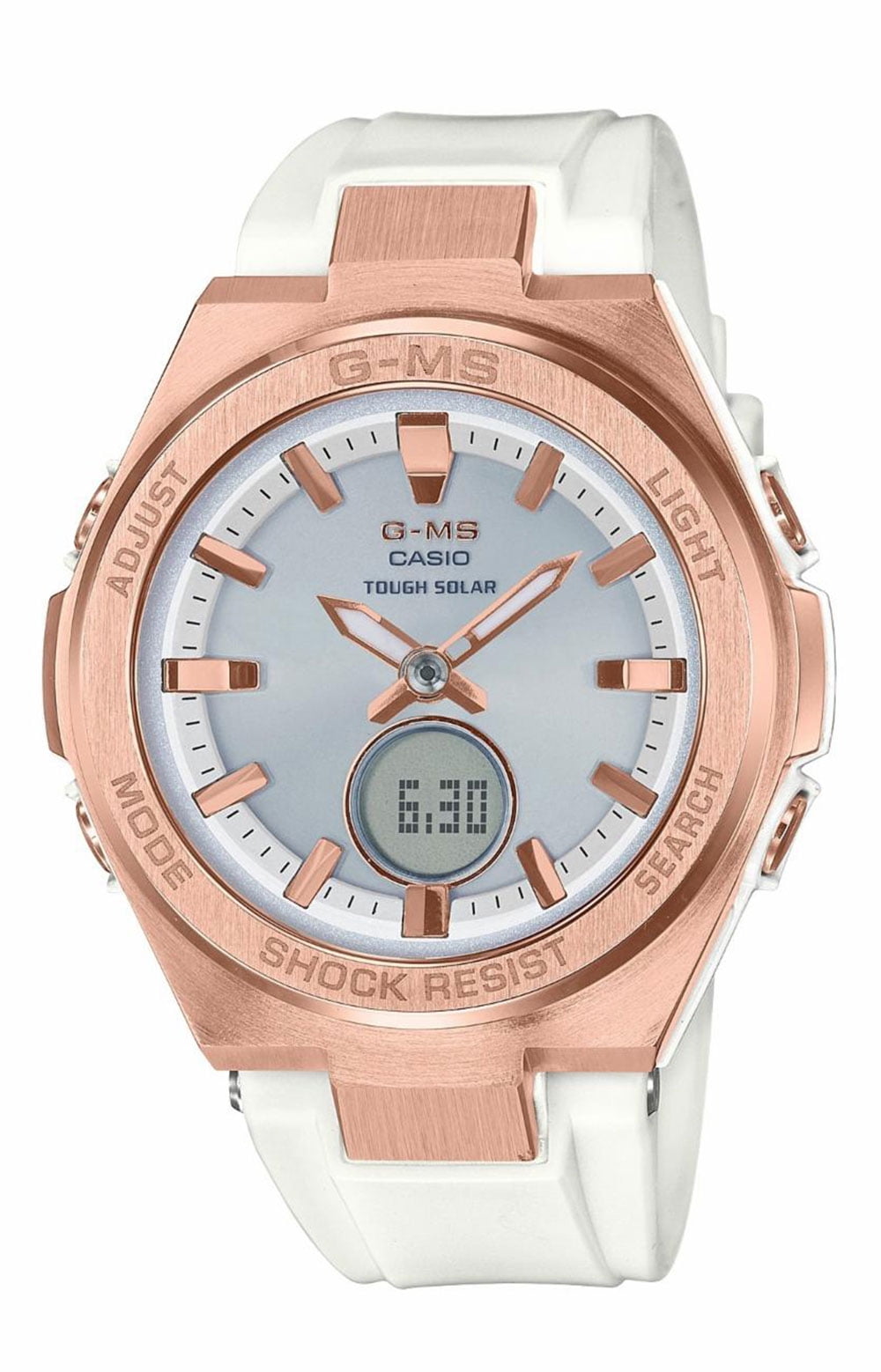 g shock white with rose gold
