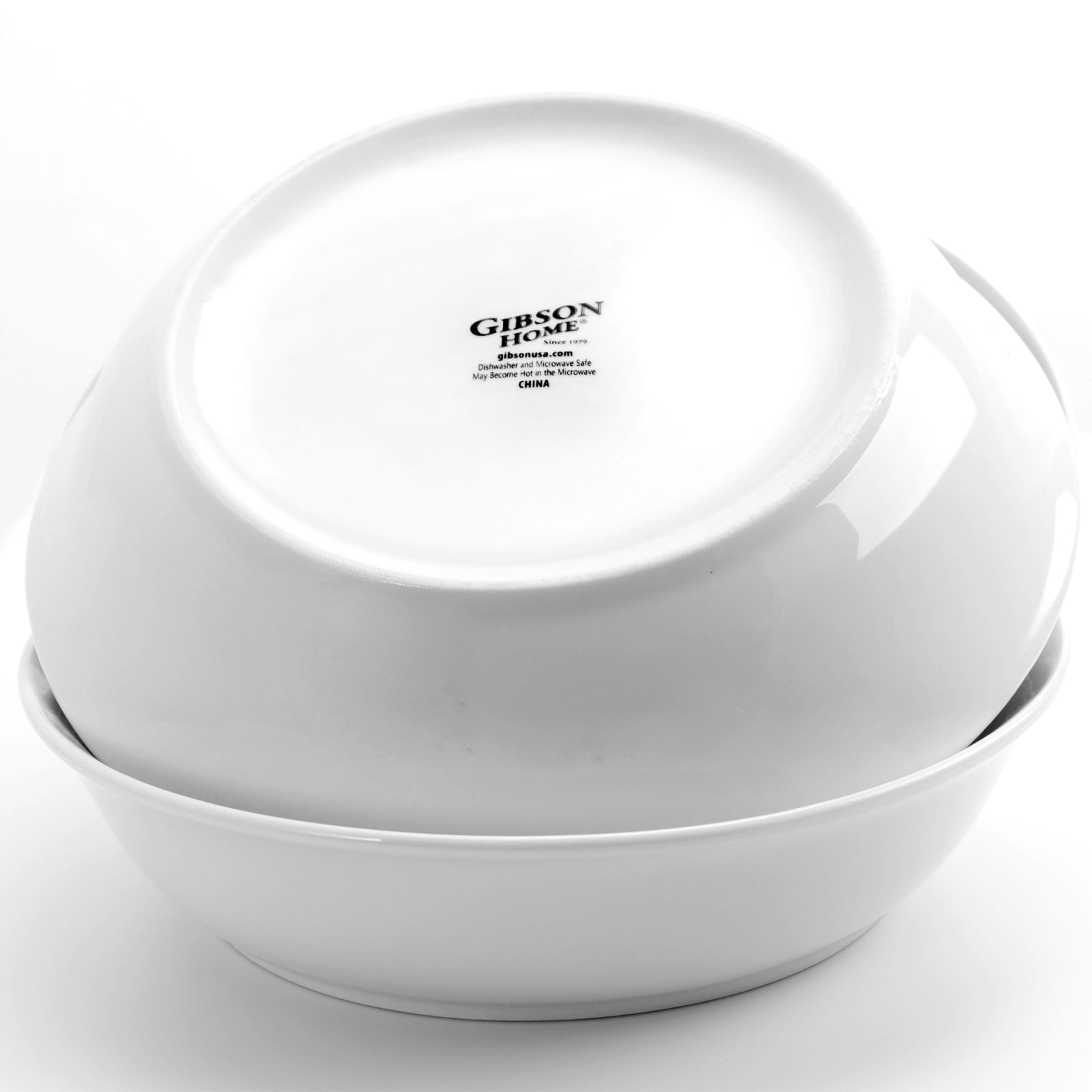 Gibson Home 4 Piece Set of 8.75 " Wide Rim Dinner and Serving Bowls in White