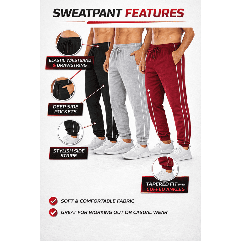 Daresay Men's Fleece Jogger Sweatpants 3-Pack photo 3