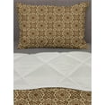 thumbnail image 3 of Victorian Comforter & Sham Bedding Set, Ornamental Swirls and Curves Vintage Inspirations Medieval Baroque Pattern, 3 pcs Duvet Set Microfiber Filling Quilt, 5 Sizes, Brown Pale Yellow, by Ambesonne, 3 of 4