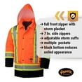 thumbnail image 5 of Pioneer Winter 7-in-1 Parka Jacket - High Vis Waterproof Safety Jacket with Detachable Hood - Stay Warm in -46C - Orange, 5 of 8