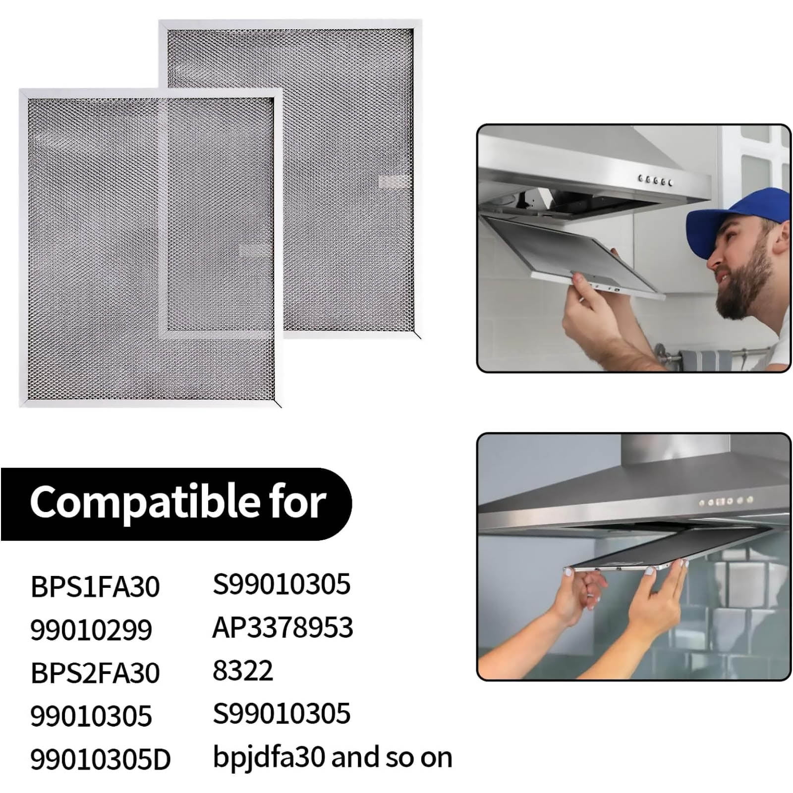 GUYUTING Replacement Range Hood Filter for BPS1FA30 30 Inch Allure Series 5 Layer Aluminum Grease Filter 2 Pk