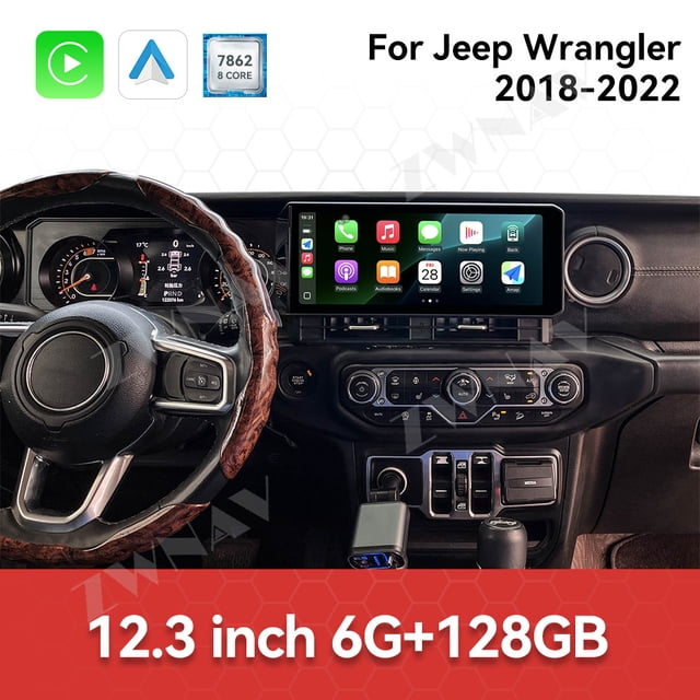 ZWNAV 12.3 inch Multimedia Android Car Stereo Radio For Jeep Wrangler 2018-2022 GPS Navigation Carplay WIFI Auto Headunit
