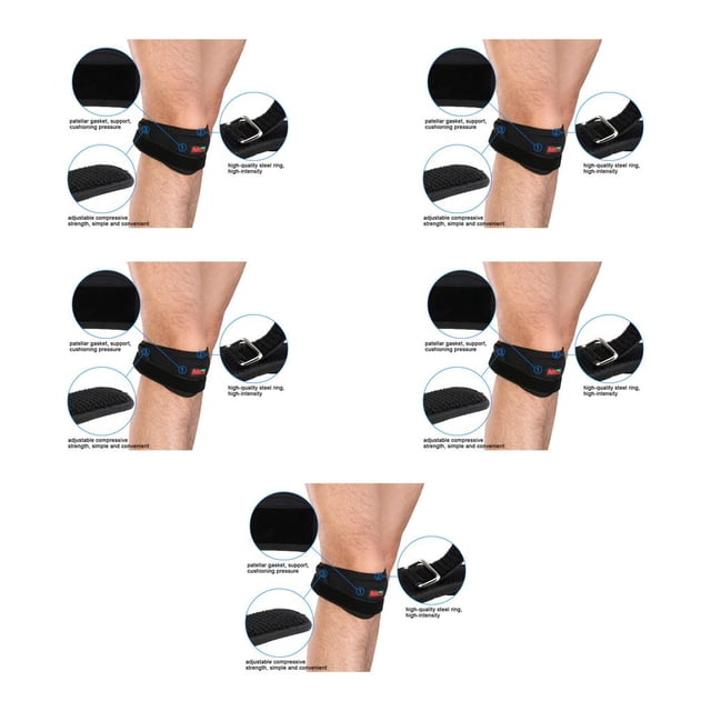 tamizeot Ceinture de Tendon de Sport Réglable Ceinture de Sport pour Rotule Support de Genouillère pour Protection Bandage Accessoires de Sport Nouveau 5ensemble