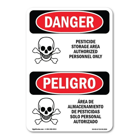 SignMission Danger Pesticide Storage Area Personnel Only OSHA Decal Sign