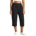 thumbnail image 6 of BVnarty Women's Elastic High Waist Casual Capri Pants, Baggy Loose Fit Capris with Side Pockets for All-Day Comfort Black S, 6 of 7