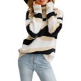 thumbnail image 5 of hirigin Womens Turtleneck Sweater Long Sleeve Asymmetric Striped Pullover Loose Knit Tops, 5 of 9