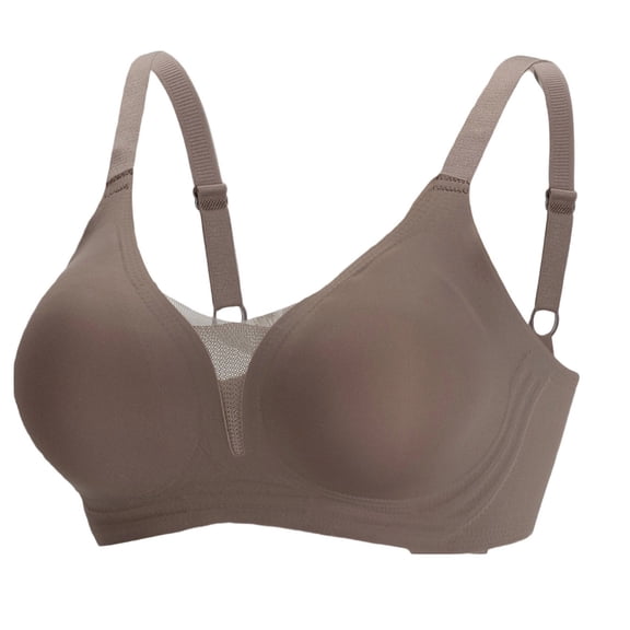 IFNWSV Bras for Women Seamless Wireless Deep V Neck Push Up Bra Lightly Lined Daily Comfort Lingerie Khaki 36BC