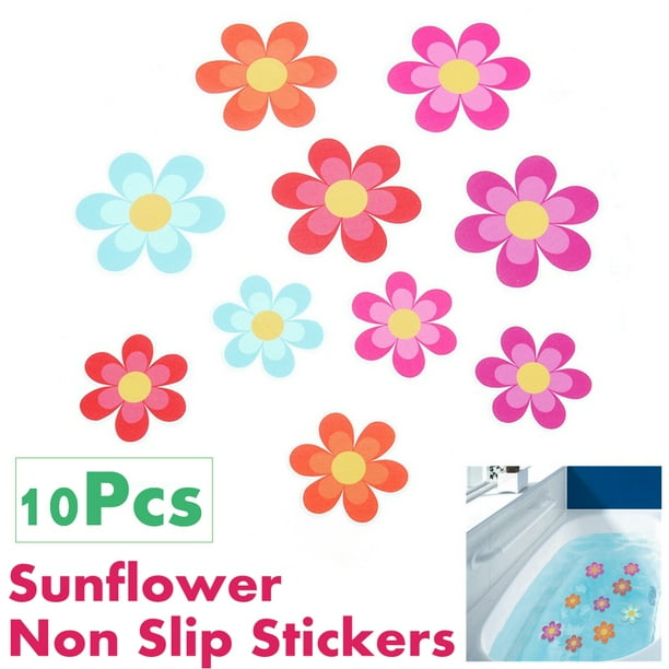 Pack of 10 Bathtub Stickers Adhesive Decals with Bright Colors, Non