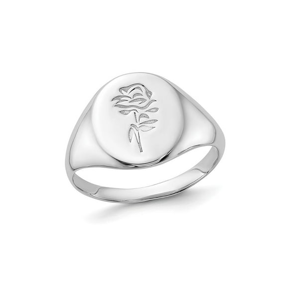Gem & Harmony Sterling Silver Polished Rose Signet Ring for Women