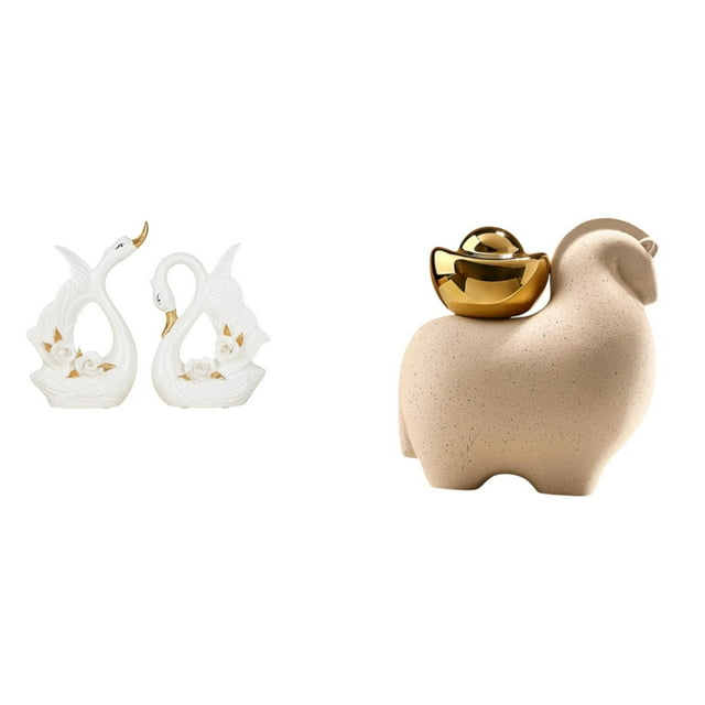Elegantes Figuras De Cisne De Cerámica Para Estanterías Y Armarios, Esculturas Creativas De Animales En Miniatura, Decoración Del Hogar, Adorno Feng Shui.