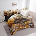 thumbnail image 3 of Homewish Jungle Brown Bear Bedding Comforter Set 7pcs for Men, Rustic Rustic Wildlife King Bedding Sets, Maple Leaf Botanical Reversible Bed Sheets, Super Cozy Room Decor, 3 of 7