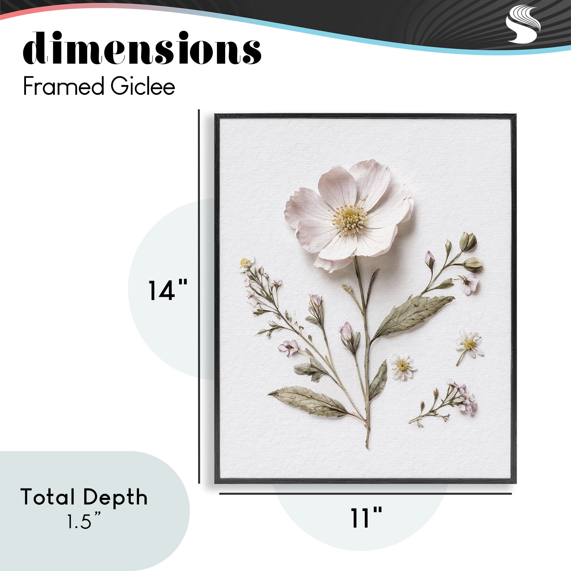 Pressed Wild Flowers Black Framed Giclee Art, design by Lettered and Lined