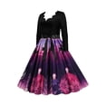 thumbnail image 3 of Vestido vintage de mujer de manga larga con escote en V para Navidad de los años 50, para fiestas de noche, bailes de casa, playa, de invierno, festivo, de verano, para mujer, tallas, 3 of 5