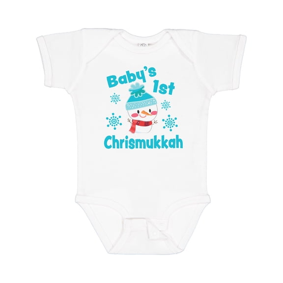 Inktastic Baby's 1st Chrismukkah with Cute Snowman and Snowflakes Boys or Girls Baby Bodysuit