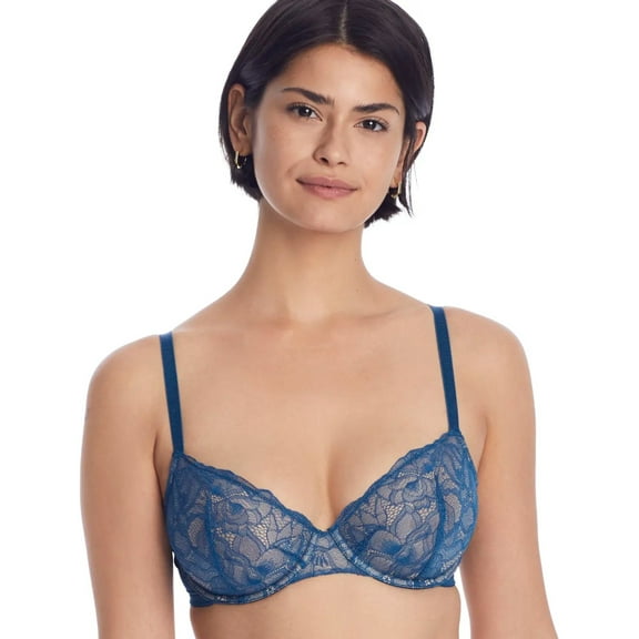 NEARLYNUDE Peacock The Poppy Lace Demi Underwire Bra, US 36B, UK 36B, NWOT