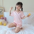 thumbnail image 3 of Godderr Toddler Girls Short-Sleeved Shorts Nightdress Summer Casual Thin Clothes Set Blue, 3 of 3