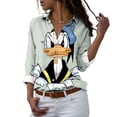 thumbnail image 4 of Disney-Camiseta de manga larga con botones y solapa para mujer, camisa informal con estampado 3D de Mickey, Minnie, Pato Donald, estilo Harajuku, y2k, novedad, 4 of 5