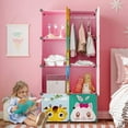thumbnail image 3 of Children Wardrobe Closet,Baby Girl and Kids Closet with Door, Cute Protable Cube Storage Clothes,Dresser for Bedroom,Pink,8 Cube(14x14inch), 3 of 18