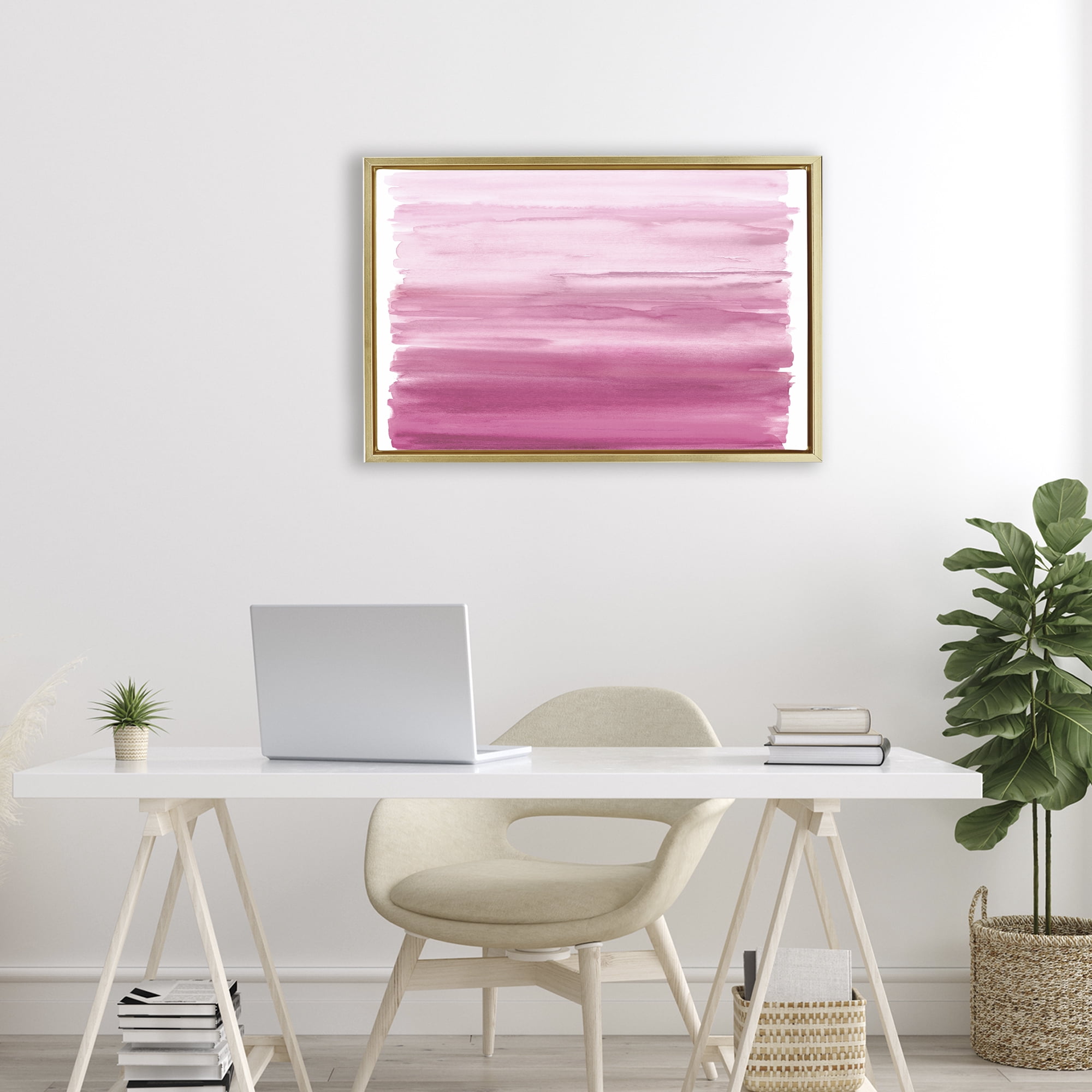 Stupell Industries Ombre Pink Blush Gold Framed Floater Canvas Wall Art, design by Allie Corbin
