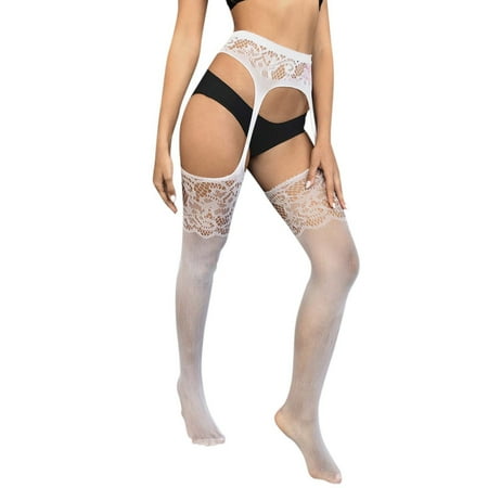 Xiaoxatg Womens Lingerie Sexy Women Lingerie Garter Belt Stocking Sexy Fishnet Thigh High Tights Suspender Pantyhose Lace Lingerie Wet Look Lingerie for Women Open Crotch