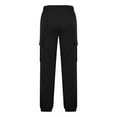 thumbnail image 3 of ZQUUVOU Mens Jogger Cargo Pants Solid Color Pocket Drawstring Elastic Waist Trousers Black, 3 of 6