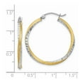 thumbnail image 4 of Primal Gold 14K Yellow Gold and Rhodium Diamond Cut 2.5mm Twisted Hoop Earrings, 4 of 4
