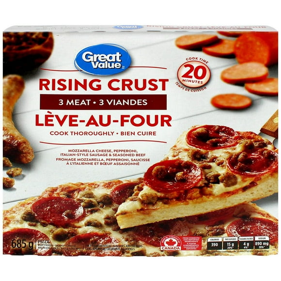Great Value Rising Crust 3-Meat Pizza, 685 g