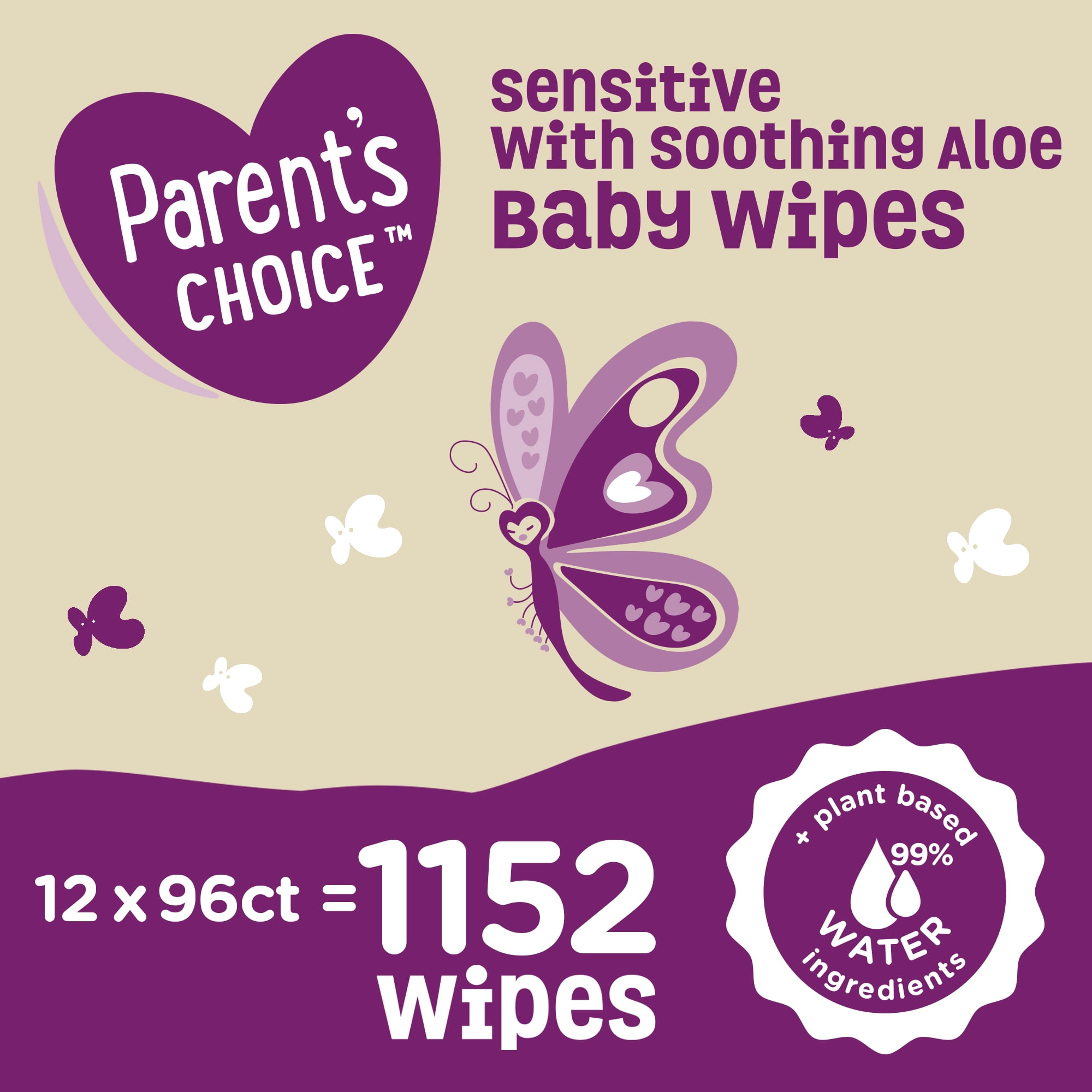 Parents Choice Sensitive With Soothing Aloe Baby Wipes 12 Packs Of 96