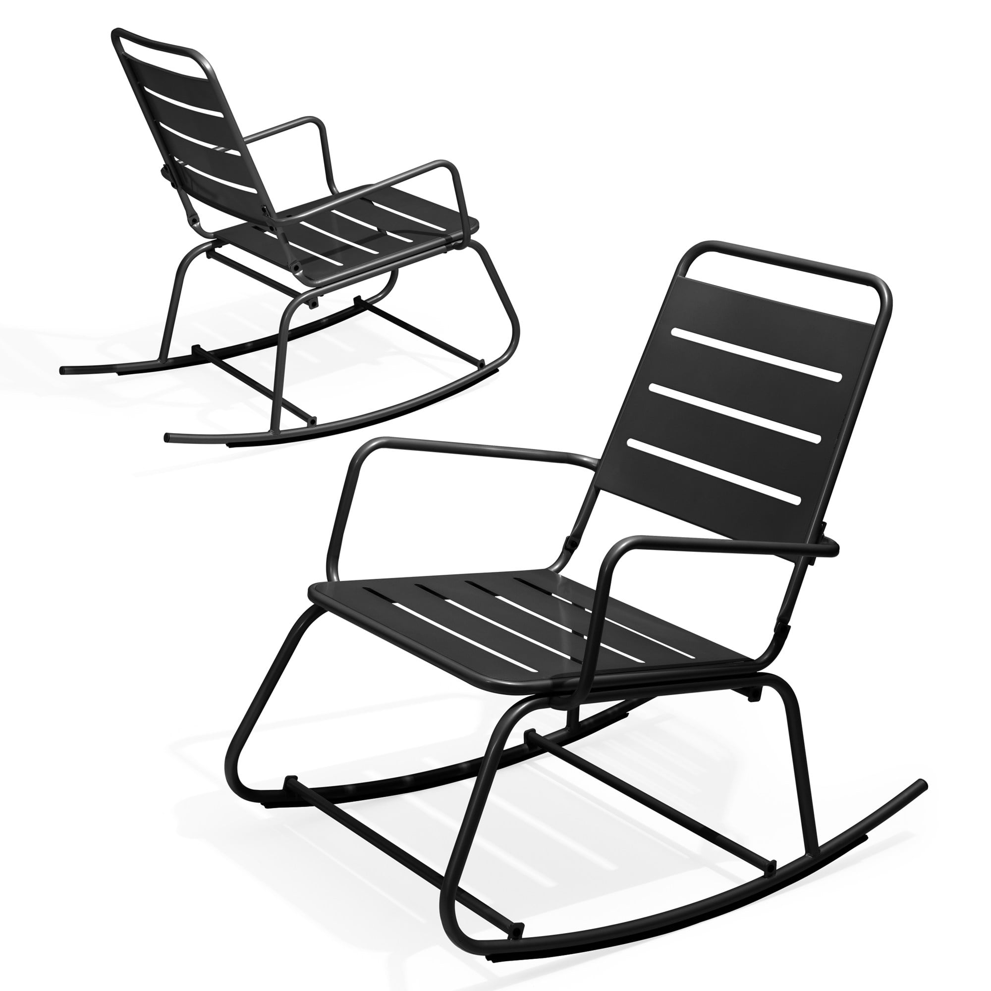 Metal Frame Zero Gravity Rocking Patio Chair - Black main image 1