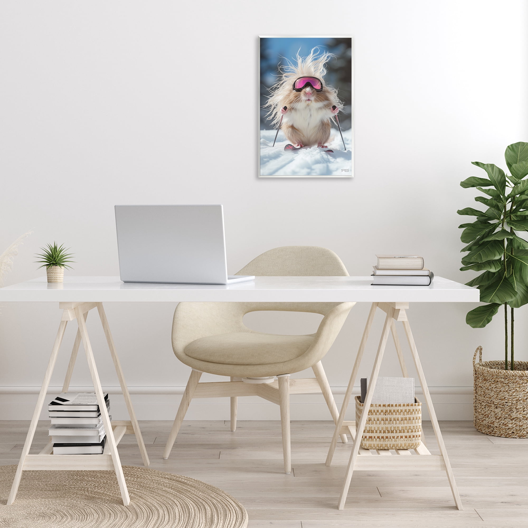 Stupell Industries Skiing Guinea Pig Animals & Insects Painting Unframed Art Print Wall Art, 13 x 19