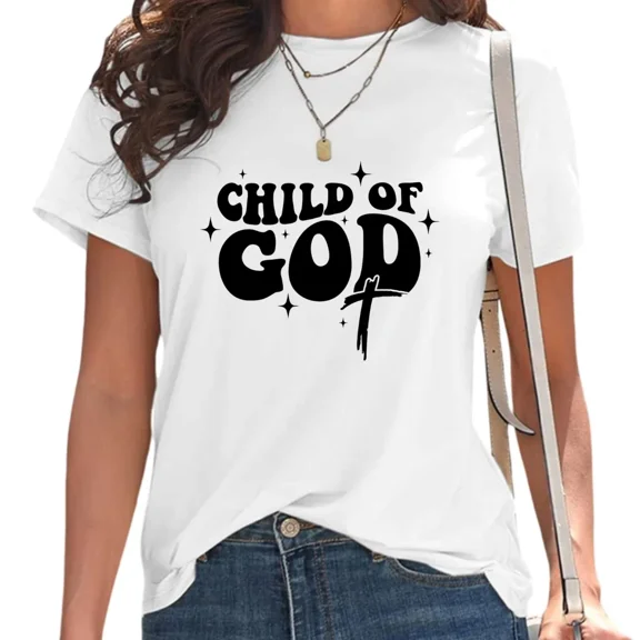 UNISHE Women's Sparkle Lettering Inspirational Tee Trendy Praise Worship Clothing Casual T-Shirt White, S