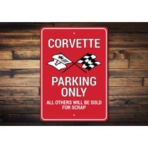 Corvette Parking Novelty Decor, Metal Wall Sign - 10x14 Inches
