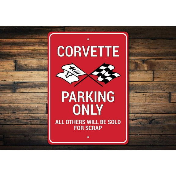 Corvette Parking Novelty Decor, Metal Wall Sign - 10x14 Inches