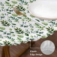 thumbnail image 3 of Green Leaves Round Tablecloth, Fitted Table Cover with Elastic for 36"-44" Round Tables, Pastoral Rustic Botanical Plant Watercolor Table Cloth Outdoor Indoor Dinning Party Waterproof Tablecloths, 3 of 7