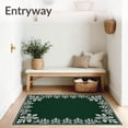 thumbnail image 3 of ODIKA 2'x3' Machine Washable Non-Slip Area Rug, Snowflake Holiday with Festive Pine Branch Motifs High Traffic Rug, Green, 621758, 3 of 7
