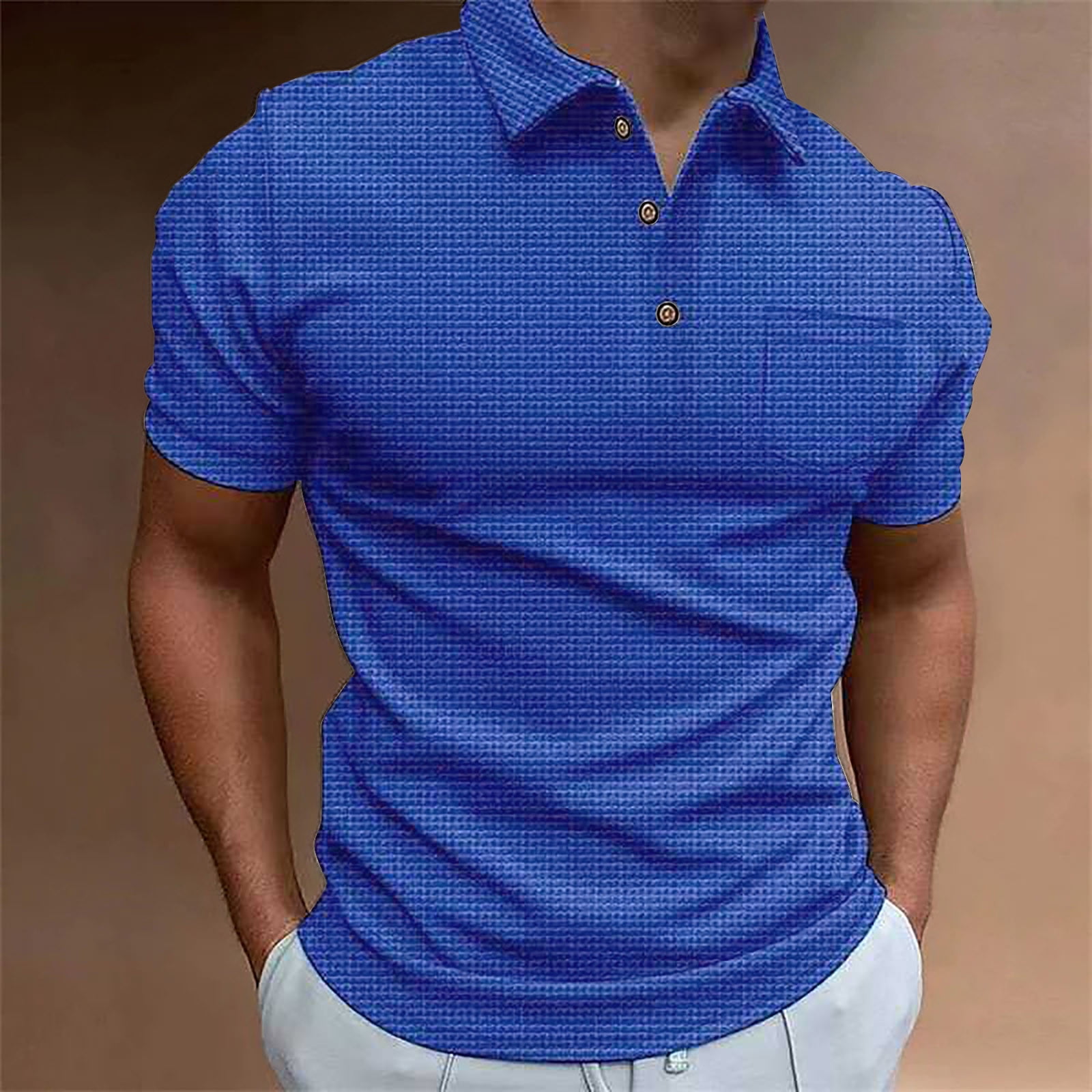Mens Polo Shirts Mens Waffles Knit Shirts Short Sleeve Slim Fit Golf ...