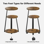 Biemlerfn End Side Table, Round Sofa Table with Metal Frame, 3-Tier Coffee Table Nightstand for Home, Black&Brown