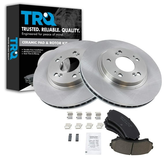 TRQ Front Brake Pad & Rotor Kit Brake Pads Brake Rotor Ceramic Fits Select 2004-2011 Mitsubishi Endeavor