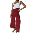 thumbnail image 1 of hirigin Women Ruffled Wide-leg Pants, Summer Casual Loose High Waist Solid Color Trousers, 1 of 4