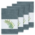 thumbnail image 2 of Authentic Hotel and Spa  Turkish Cotton Palm Fronds Embroidered Teal Blue 4-piece Hand Towel Set, 2 of 3