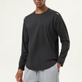thumbnail image 6 of Men's Long Sleeve T-Shirt Nylon Spandex Quick Dry Running Top Athletic Training Shirt Moisture Wicking Workout Tee Breathable Gym Fitness Casual | Zenithor,Black 2XL, 6 of 9