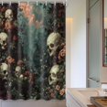 thumbnail image 2 of Boho Skull Black Floral Shower Curtain Skeleton Goth Retro Pink Flower Floral Plant Leaves Botanical Bathroom Decor Bath Curtain Fabric Polyester-72"W x 86"L (Pack of 1), 2 of 7