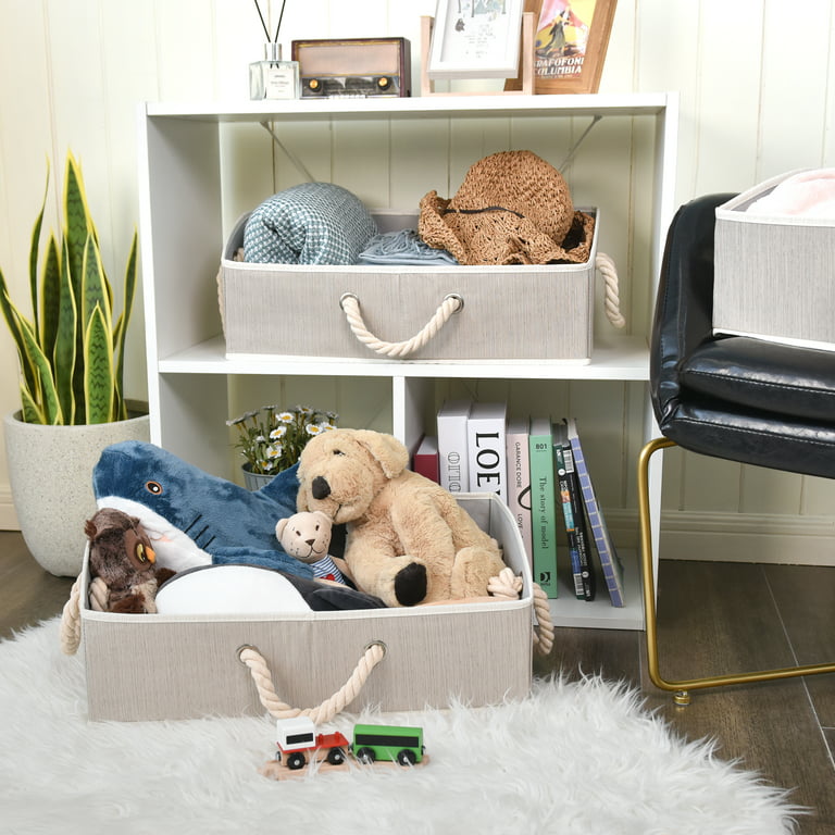 SOUJOY 4 Pack Storage Baskets for Shelves, Fabric Closet Storage Bin with  Handles, 15.9 L x 12 W x 8.3 H Foldable Shelf Organizer Box for Nursery