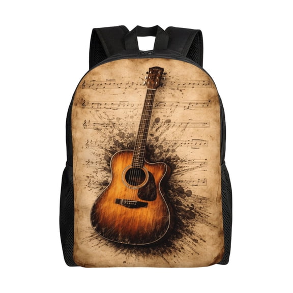 Acoustic Guitar Backpack Full Front Print Travel Laptop Bag for Men and Women