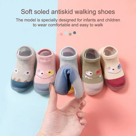 

MyBeauty 1Pair First-walking Shoes Elastic Shoes Surface Anti-slip Customized Baby First-walking Sneaker for Home Khaki 22 cm